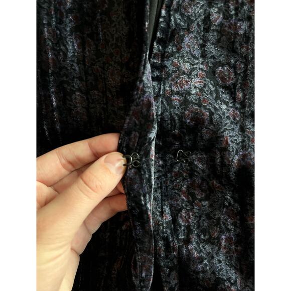 Lucky Brand Jacket 10 Medium Velour Open Floral Long Sleeve Black Classic Career - Picture 4 of 14